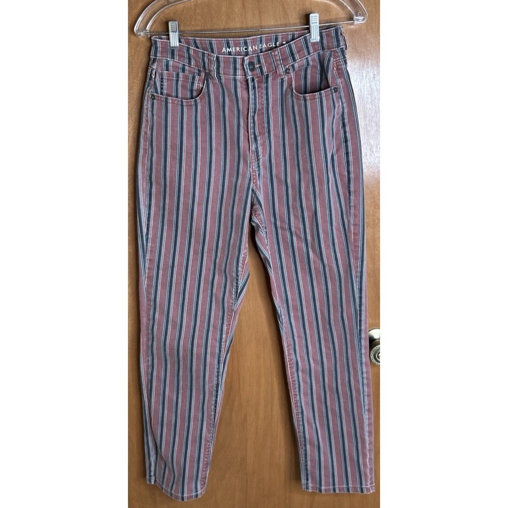 American Eagle Outfitters Jeans Womens Sz 6 Striped High Rise Regular 90s Retro